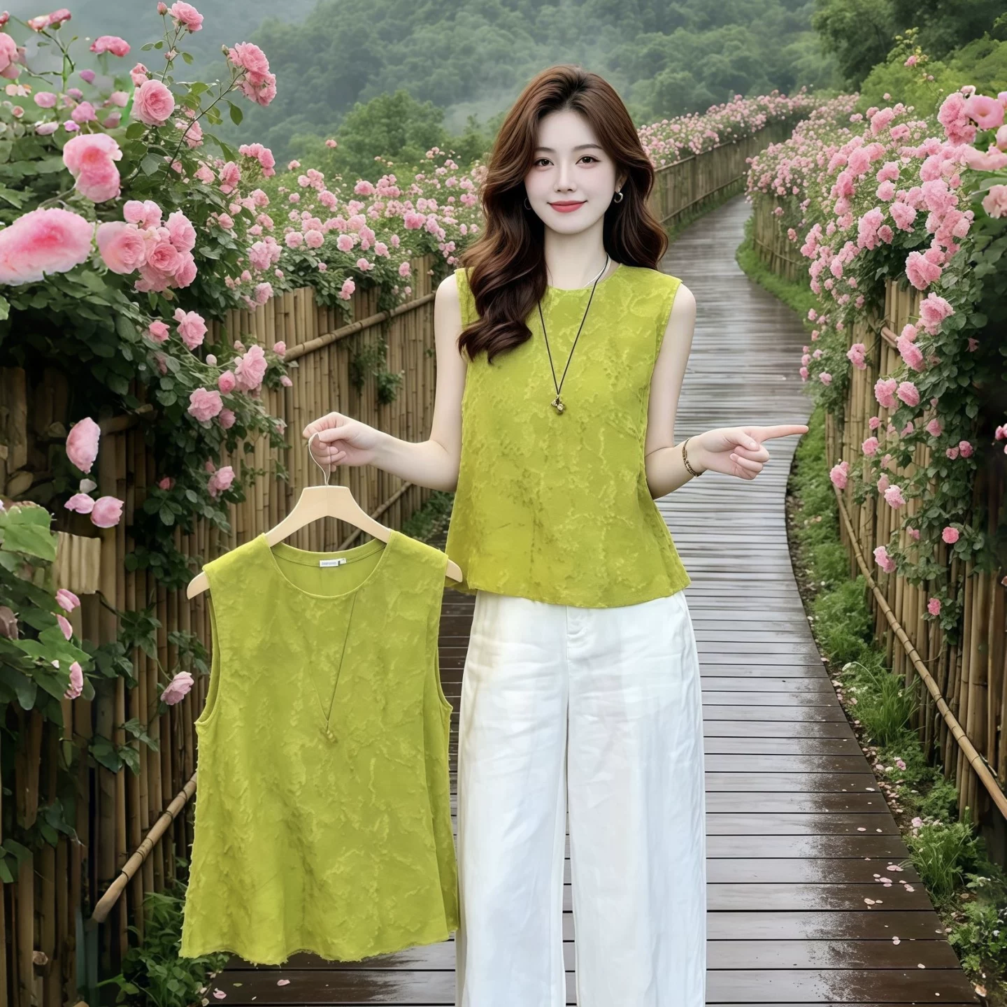 罗芬面料故事旗舰店女装新款时尚简约上衣搭配时尚显瘦裤子女夏